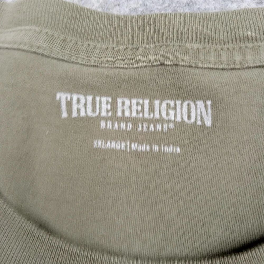 True Religion Shirt Mens 2XL Green Have A Nice‎ Day Buddha Graphic Tee Crewneck